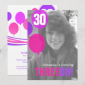 バルーン30歳の誕生日記念写真招待状 招待状 (正面/裏面)