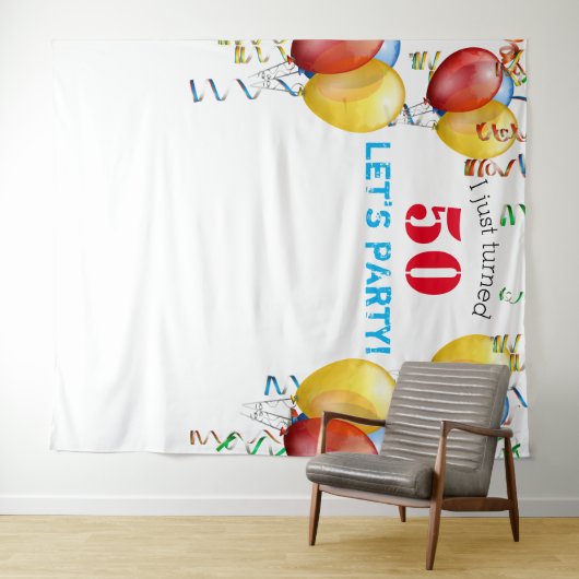 バルーン50歳誕生日写真撮影用背景 タペストリー (インサイチュ(横))