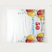 バルーン50歳誕生日写真撮影用背景 タペストリー (正面(横))