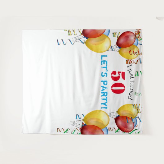 バルーン50歳誕生日写真撮影用背景 タペストリー (正面(横))