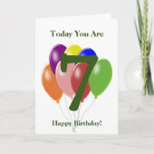 バルーン7パーソナライズされた番目の誕生日カード カード (正面)