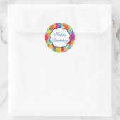 バルーン – カラフルハッピーバースデーシール ラウンドシール (バッグ)
