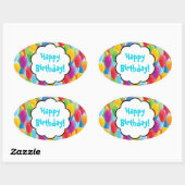 バルーン – カラフルハッピーバースデーシール 楕円形シール (シート)