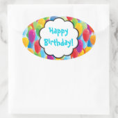 バルーン – カラフルハッピーバースデーシール 楕円形シール (バッグ)