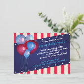 バルーン＆ストライプの4th of Julyパーティー招待状 招待状 (スタンド正面)