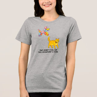 バルーン ドッグと猫のイラスト トライブレンドＴシャツ