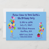 バルーン&ドット子供の誕生日パーティーへの招待 招待状 (裏面)