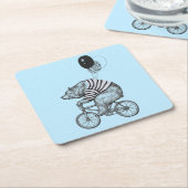 バルーン·バイシクル·ベア スクエアペーパーコースター (アングル)