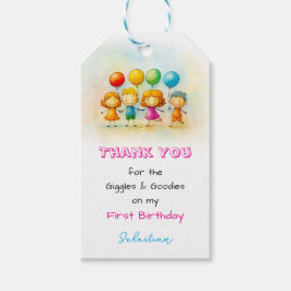 バルーン+バディーズ+バッシュ+ボーイ+楽しい+1歳の誕生日パーティー ギフトタグ