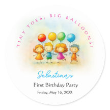 バルーン・バディーズ・バッシュ・ボーイ 1歳の誕生日ステッカー 楽しい