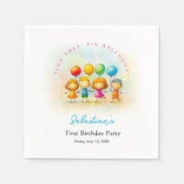 バルーン・バディーズ・バッシュ・ボーイ 1歳の誕生日 カラフル   スタンダードカクテルナプキン