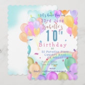 バルーン パステル バースデー 招待状 (正面/裏面)
