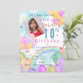 バルーン パステル フォト バースデー 招待状 (スタンド正面)