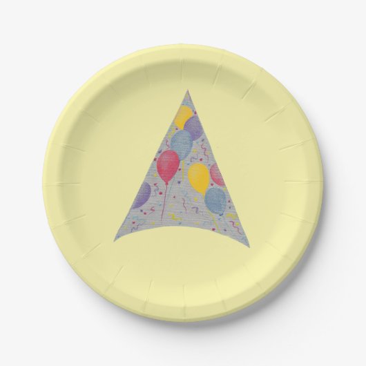 バルーン パーティー ハット 誕生日 紙皿 (正面)