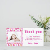 バルーン ピンク ガール キッズ フォト バースデー サンキューカード (スタンド正面)