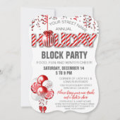 バルーン ペッパーミント キャンディー ケーン ホリデー インビテーション (正面)