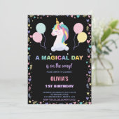 バルーン ユニコーン 誕生日 招待状 (スタンド正面)