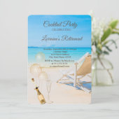 バルーン、ワイングラスビーチ椅子の退職 招待状 (スタンド正面)