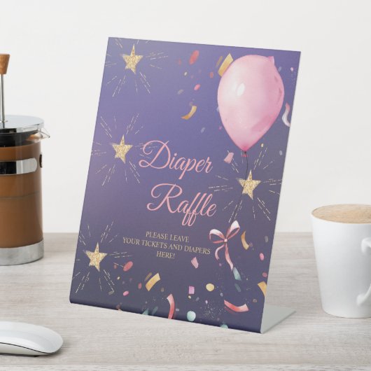 バルーン&紙吹雪おむつラッフルサイン 台座サイン (インサイチュ)