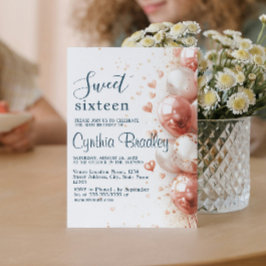 バルーン&紙吹雪Sweet sixteen誕生日パーティー 招待状