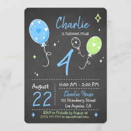 バルーン|誕生日の黒板招待状 招待状