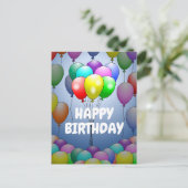 バルーン 誕生日カード ポストカード (スタンド正面)