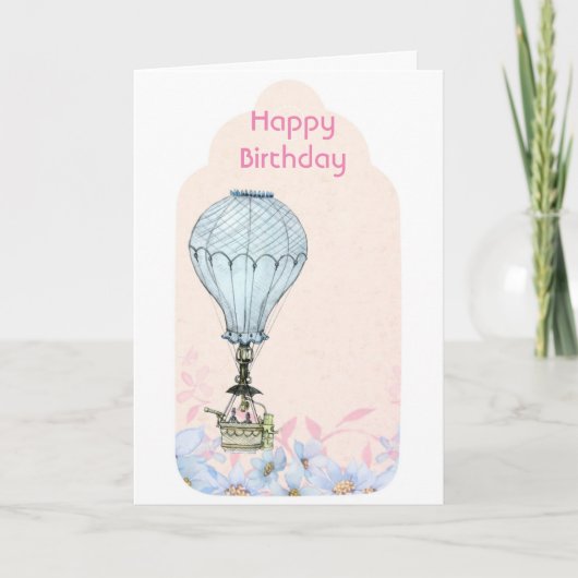 バルーン、飛んでいる誕生日バルーン カード (正面)