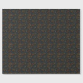 バルーン - 黒背景の秋の線画 ラッピングペーパー (フラット)