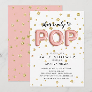バルーン READY TO POP ガールズシャワー招待状 招待状