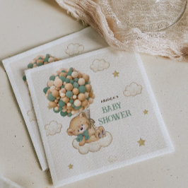 バルーンBohoテディベア赤ちゃんシャワーBeige Green スタンダードカクテルナプキン