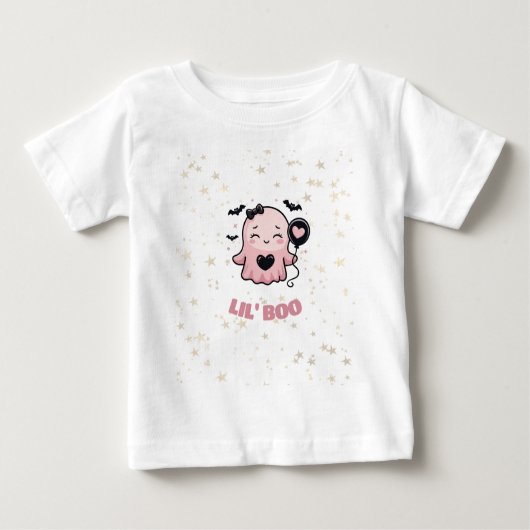 バルーンTシャツ付き可愛いピンク幽霊LIL' BOO ベビーTシャツ (正面)