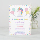 バルーンUnicorn誕生日招待状 招待状 (スタンド正面)
