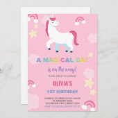 バルーンUnicorn誕生日招待状 招待状 (正面/裏面)