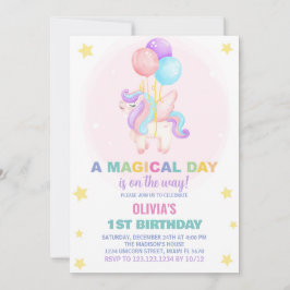 バルーンUnicorn誕生日招待状 招待状
