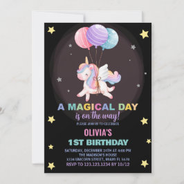 バルーンUnicorn誕生日招待状 招待状