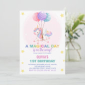 バルーンUnicorn誕生日招待状 招待状 (スタンド正面)