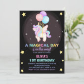 バルーンUnicorn誕生日招待状 招待状 (スタンド正面)