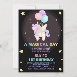 バルーンUnicorn誕生日招待状 招待状