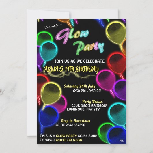 バルー白熱［赤熱］光を放つングローパーティの招待状 招待状 (正面)