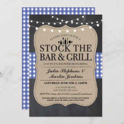 バル&グリル ラスティックエンゲージパーティーを満喫 招待状 (正面/裏面)