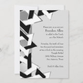 バル ミッツヴァー シルバー ブラック ホワイト スター オブ デイビッド 招待状 (正面)