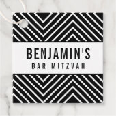 バル ミツバのシンプル モダン ボールド ジオメトリック ブラック フェイバータグ (正面)