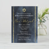 バル ミツバの水彩招待状 | 抽象的な青 招待状 (スタンド正面)