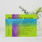 バル ミツバの紫とターコイズ、どんな色にも 招待状 (スタンド正面)