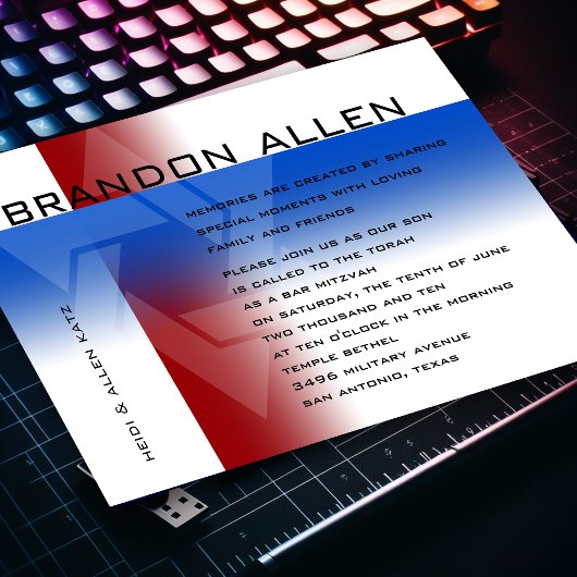 バル ミツバの赤と青（どんな色にも） 招待状