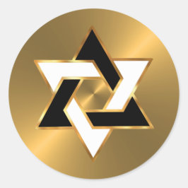 バル ミツバ ゴールド ブラック ホワイト スター オブ デイビッド ラウンドシール