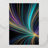 バル ミツバ・ブルーとゴールドの光線 箔招待状 (裏面)