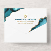 バル ミツバ モダン ターコイズ アゲート スクリプト パーティ オールインワン招待状 (裏面)