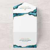 バル ミツバ モダン ターコイズ アゲート スクリプト パーティ オールインワン招待状 (外側)