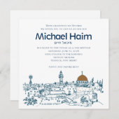 バル ミツバ 祈念カード 金 ジェルサレムの景観 招待状 (正面/裏面)